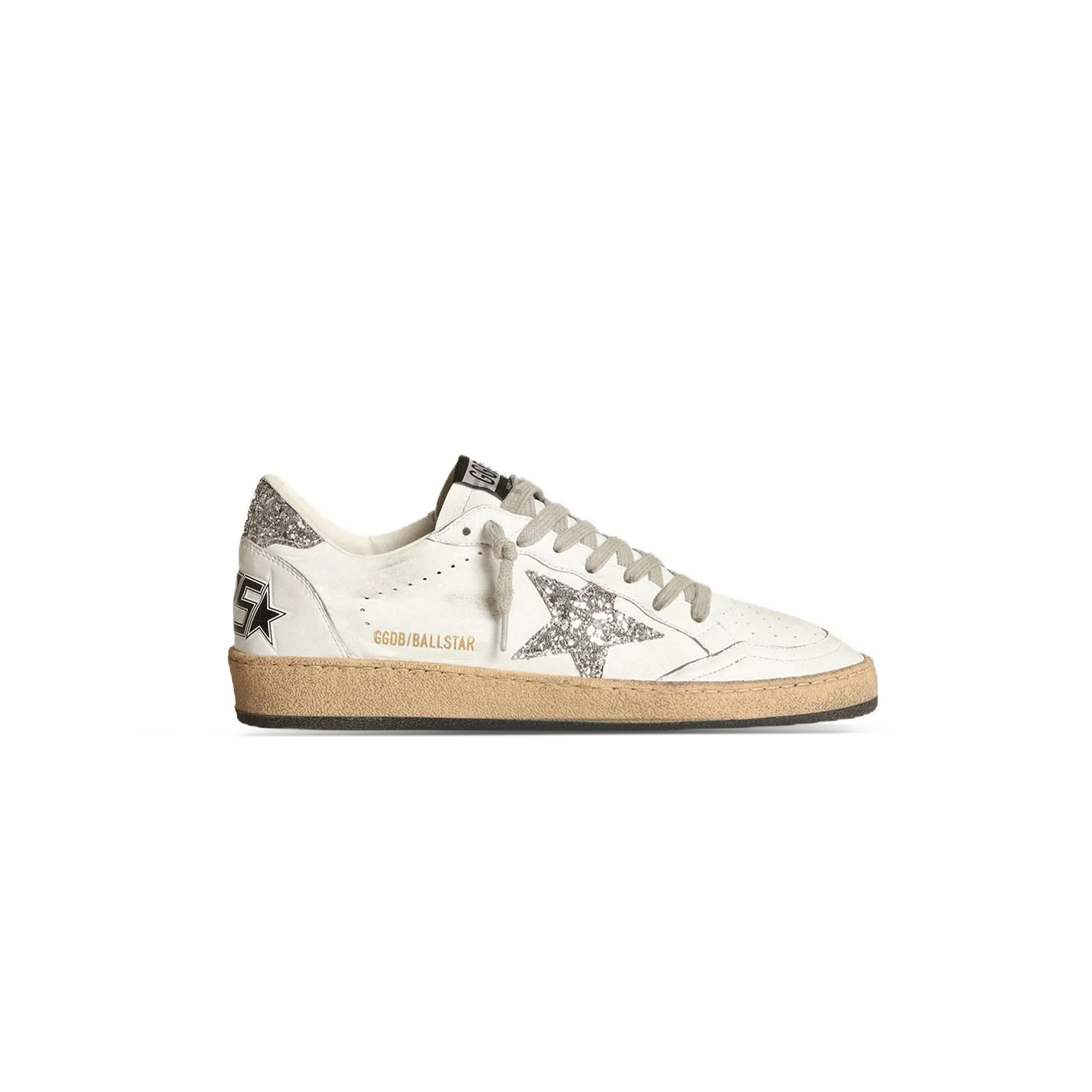 golden goose women''s S*per-star ltd with silver star and silver glitter heel tab gwf00117